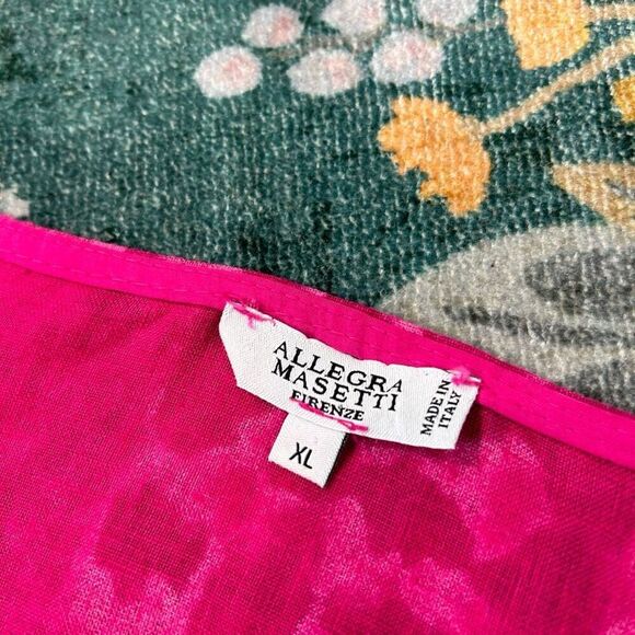 Allegra Masetti Pink Linen Dress XL Made in Italy Shift Sleeveless Mini Boho - Picture 14 of 14